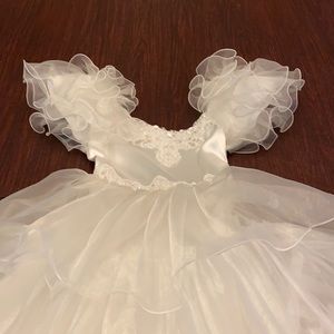 Flower Girl Gown White Satin Floor or Tea Length